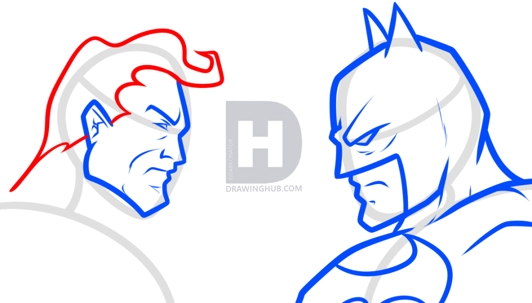 1080x616 How To Draw Batman Vs Superman, Step