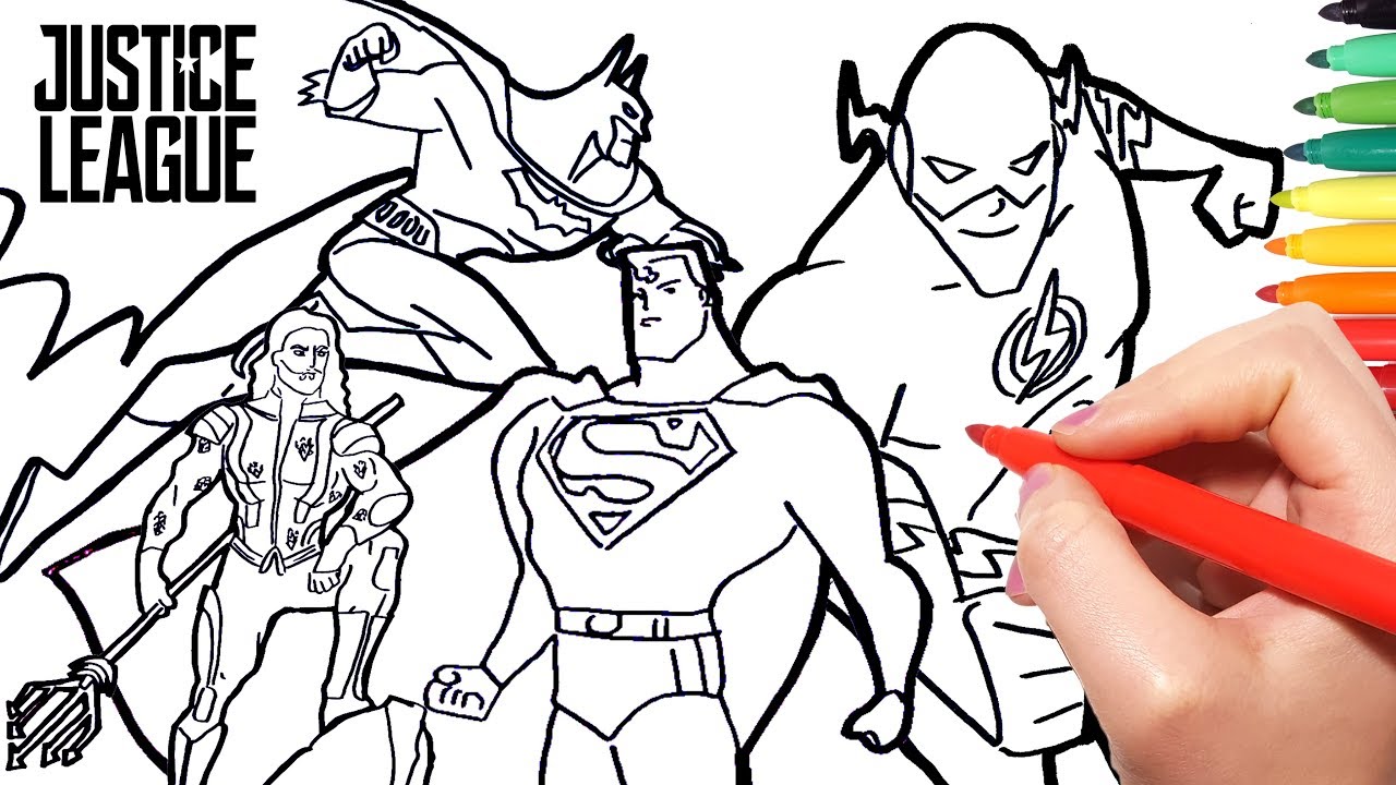 1280x720 Justice League Coloring Pages How To Draw Superman Batman Flash