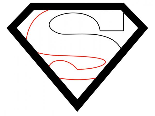 640x480 Superman Clipart Line Drawing