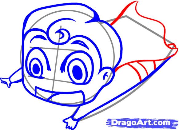 582x423 How To Draw Chibi Superman, Step