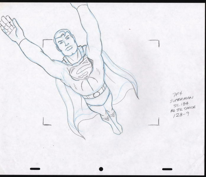 696x600 Original Superman Cartoon Animation Cel Production Drawing