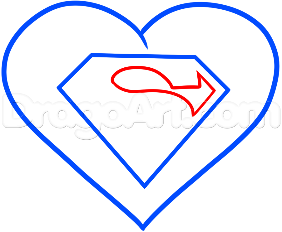 903x744 Draw A Superman Heart, Step