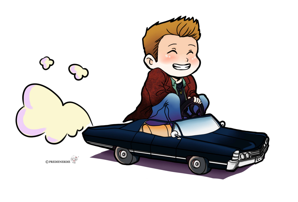 1024x694 dean winchester chibi riding impala