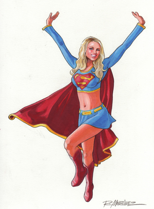 317x432 Original Illustration Supergirl Color Drawing Randy Martinez Art