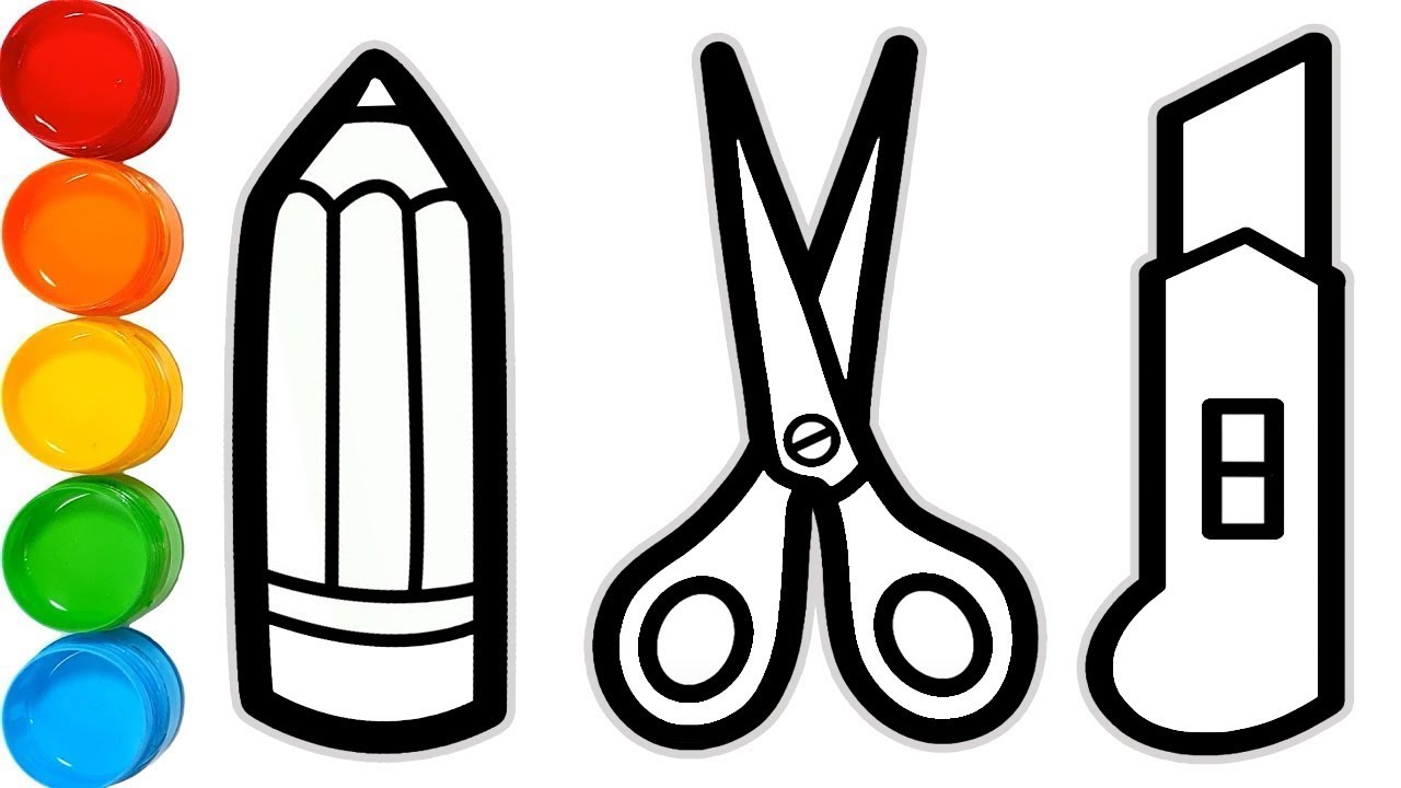1280x720 school supply drawing and coloring pages for kids school supply