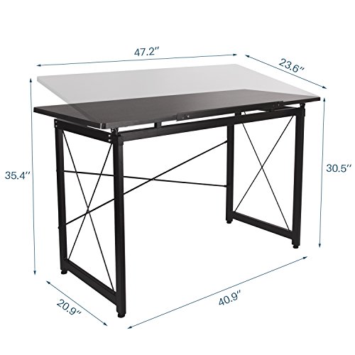 500x500 Hampa Tiltable Drawing Desk Drafting Table Wood Surface