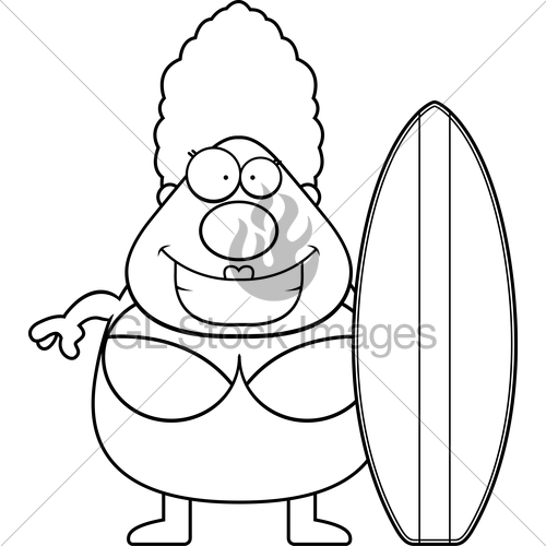 500x500 Cartoon Woman Surfboard Gl Stock Images