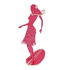 300x300 Pink Surfer Girl Patch Hawaii Bodyboard Ocean Embroidered Iron