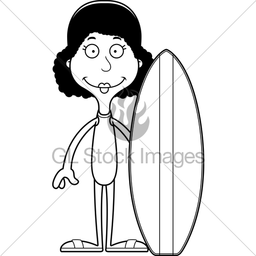 500x500 Cartoon Smiling Surfer Woman Gl Stock Images