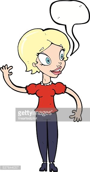 299x572 Cartoon Surfer Girl With Speech Bubble Stock Vectors