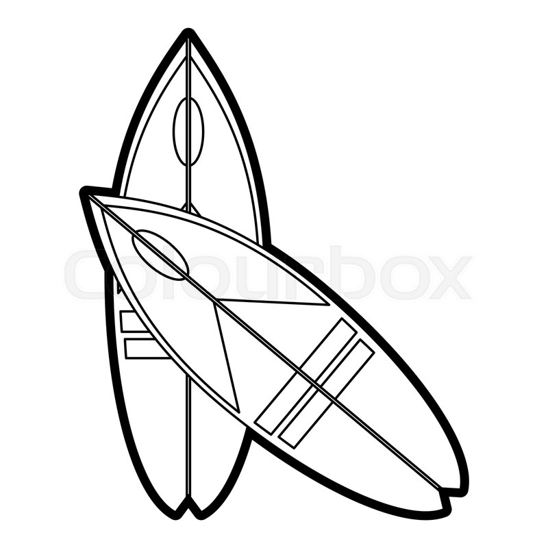 800x800 Flat Line Uncolored Surf Boards Over Stock Vector Colourbox