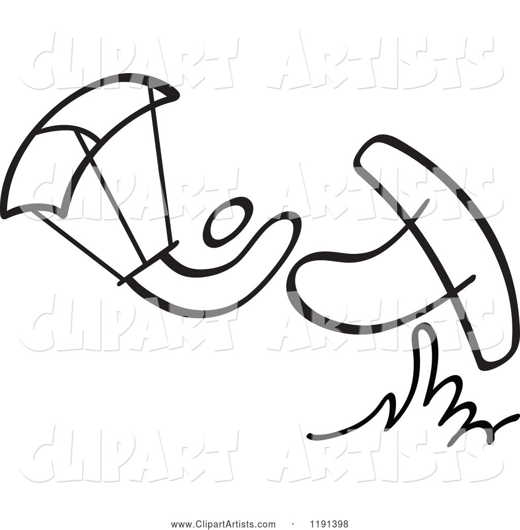 1024x1044 Black And White Stick Drawing Of A Person Kite Surfing Clipart