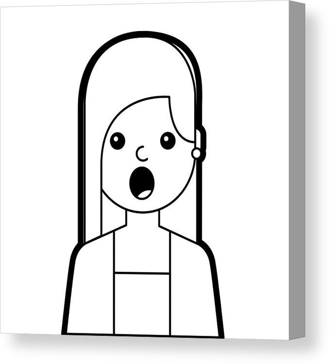 678x750 Portrait Surprised Young Woman Face Expression Cartoon Canvas