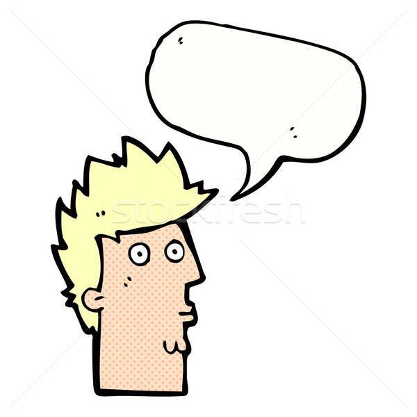 600x600 Cartoon Surprised Face With Speech Bubble Vector Illustration