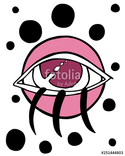 400x500 Surreal Cartoon Style Vector Illustration Of Purple Eye With Long