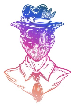 321x450 Portrait Of A Weird Man With Anonymous Face In A Hat Graphic