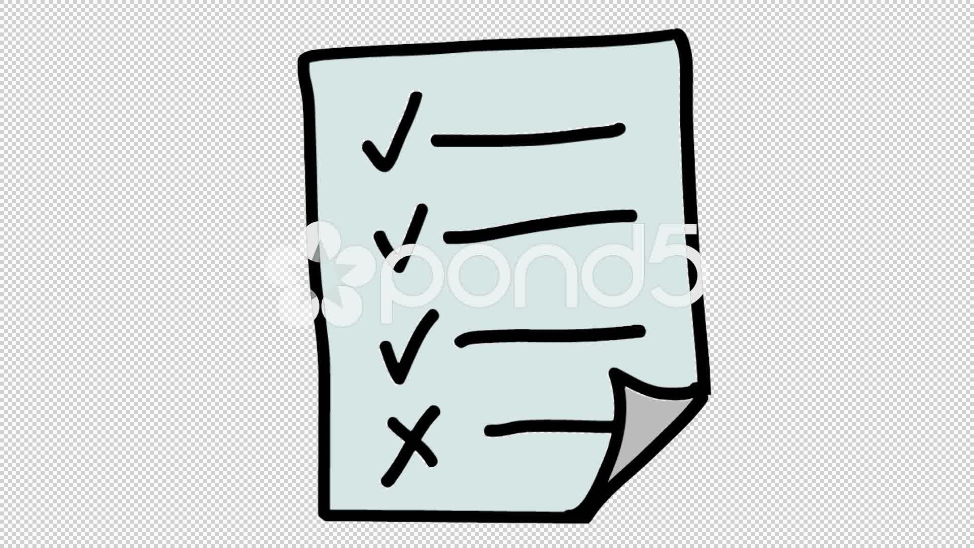 1920x1080 Survey Paper Check Cross Mark Line Drawing Animation Trasnparent
