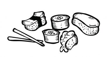 367x195 Sushi Roll Drawing Vector Archives