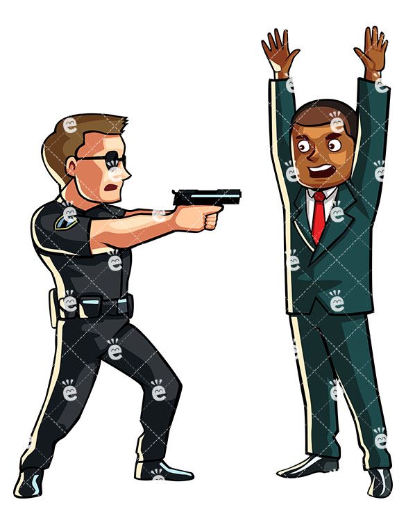 585x755 Policeman Pointing A Gun At His Suspect Black Businessman