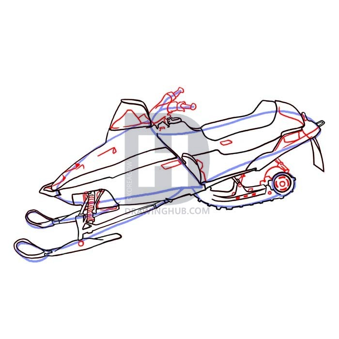 700x700 How To Draw A Snowmobile, Step