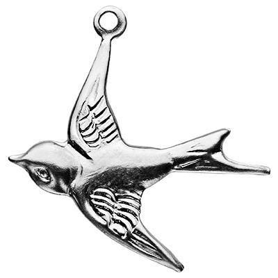 400x400 Sterling Silver Swallow Bird Charm