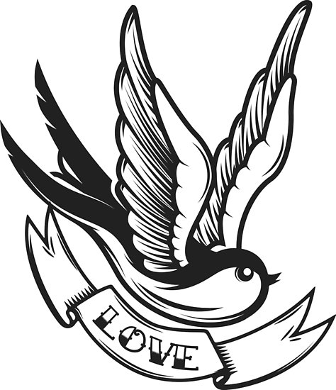 474x550 Old School Tattoo Swallow Bird Posters