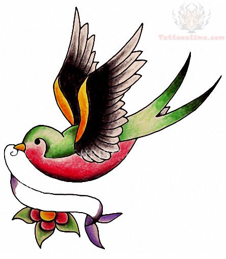 444x508 Swallow Drawing Tattoo Design