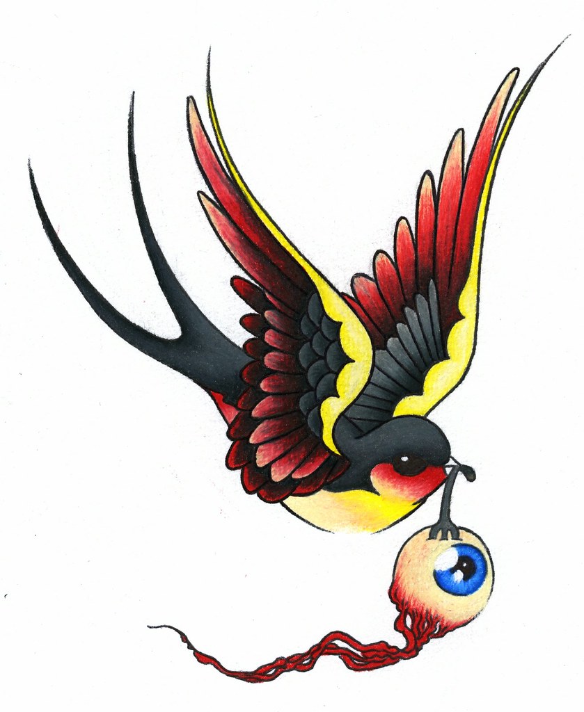 839x1024 Swallow Fork Eye Coloured Pencils On Drawing Cartridge