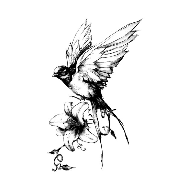 630x630 Swallow And Flower