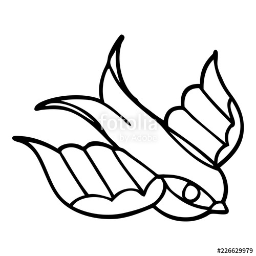 500x500 Line Drawing Cartoon Swallow Tattoo Stock Image And Royalty Free