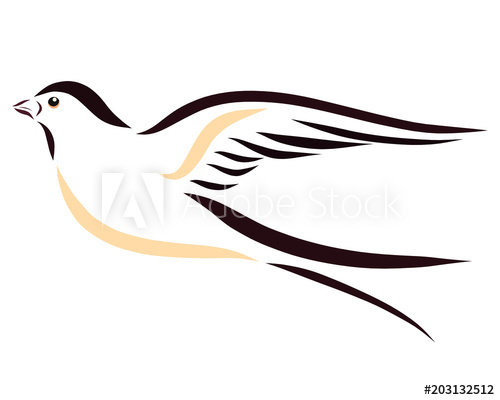500x400 Beautiful Swiftly Flying Swallow, Drawing With Smooth Lines
