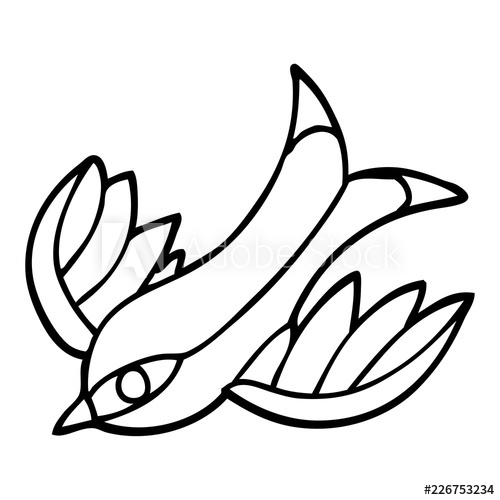 500x500 Line Drawing Cartoon Tattoo Swallow Symbol