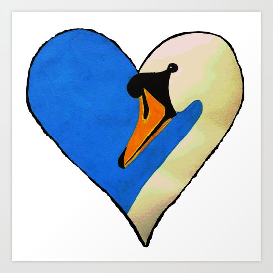 550x550 Swan Heart Art Print