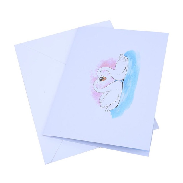 640x640 Sweet Couple Swan Heart Pop Up Greeting Card Anniversary