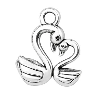 425x425 Pieces Swan Mom And Baby Heart Love Powers Charms