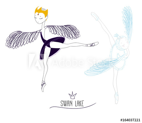 500x432 Hand Drawn Vector Doodle Of Two Beautiful Ballerinas, Black