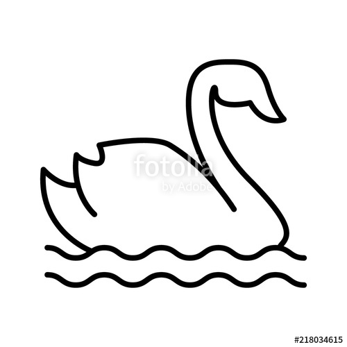 500x500 Swan On The Water Thin Line Icon One Swan Swimming Vector