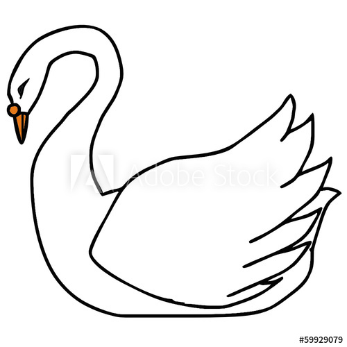 500x500 Vector Drawing Of A Swan