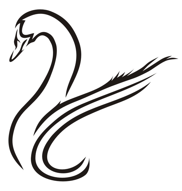 730x767 Unique Black Outline Swan Tattoo Stencil