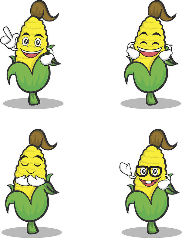 600x787 Set Of Sweet Corn Character Cartoon Vector Illustration Art Print