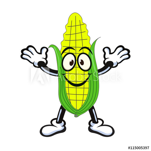 500x500 Vector Of Sweet Corn Character Presenting