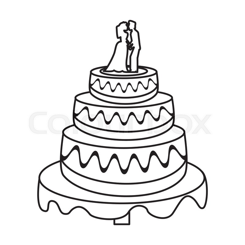 800x800 Wedding Cake Couple Sweet Outline Stock Vector Colourbox