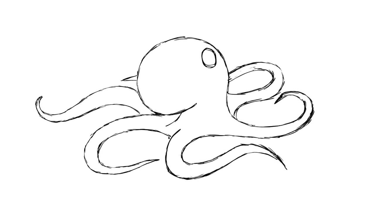 1280x720 Octopus Drawing Swimming For Free Download