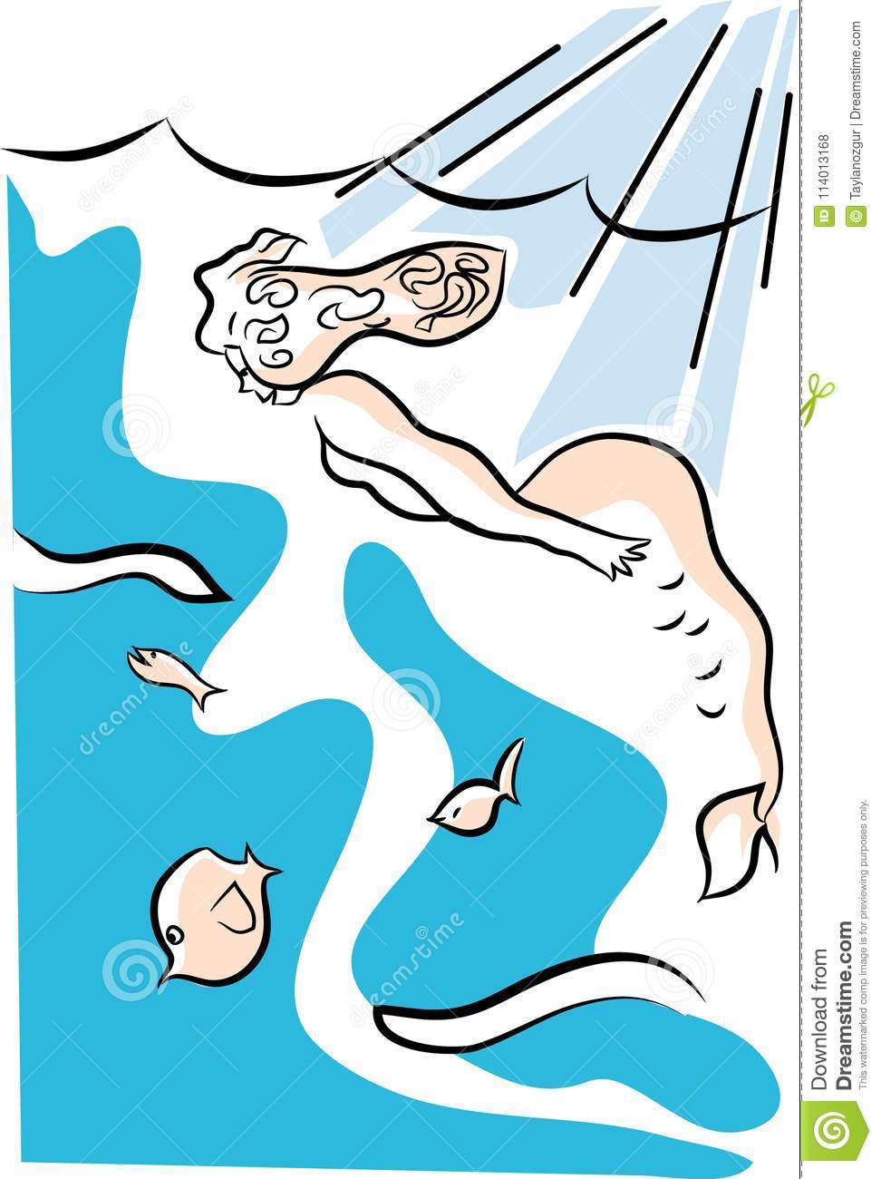 972x1300 Huge Collection Of 'mermaid Swimming Drawing' Download More Than