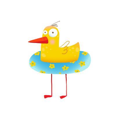 400x400 Kids Humorous Yellow Duck With Swimming Circle Yellow Baby Bird