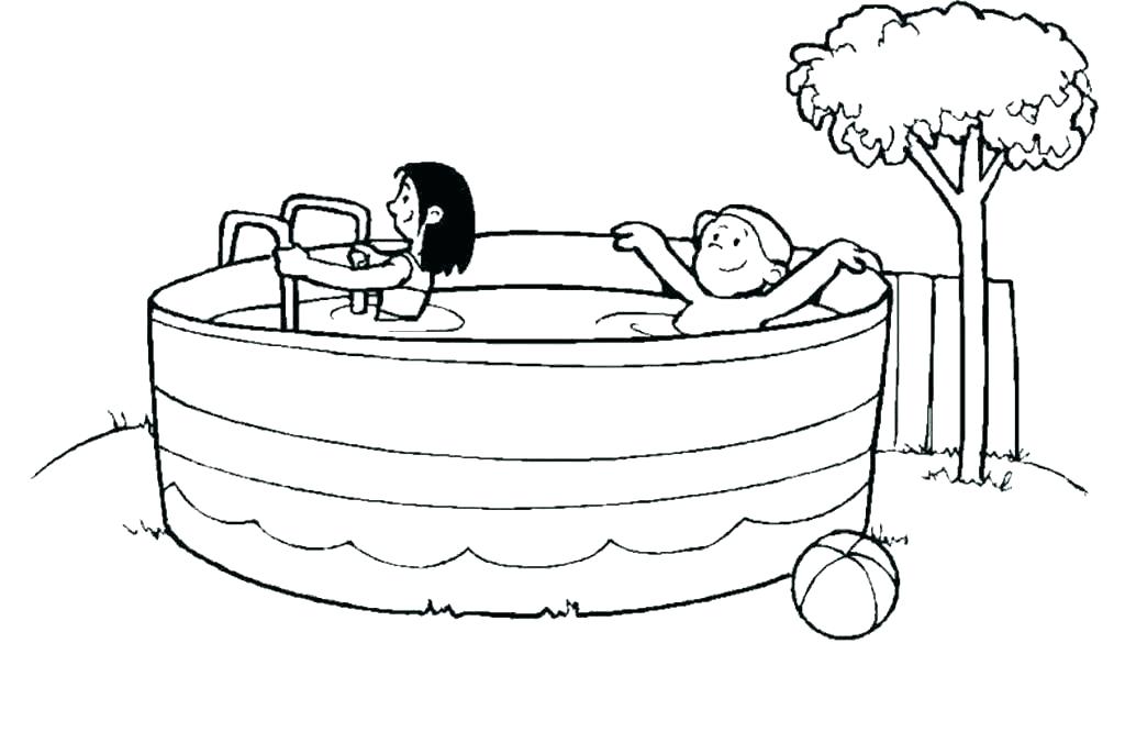 1024x686 Pool Coloring Pages Swimming Unique Safety Kids Drawing