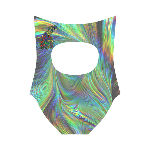 500x500 Abstract Peacock Drawing Strap Swimsuit