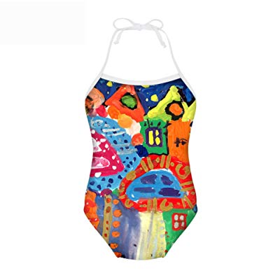 400x400 Doginthehole Crayon Drawing Swimwear One Piece Beachwear Girls