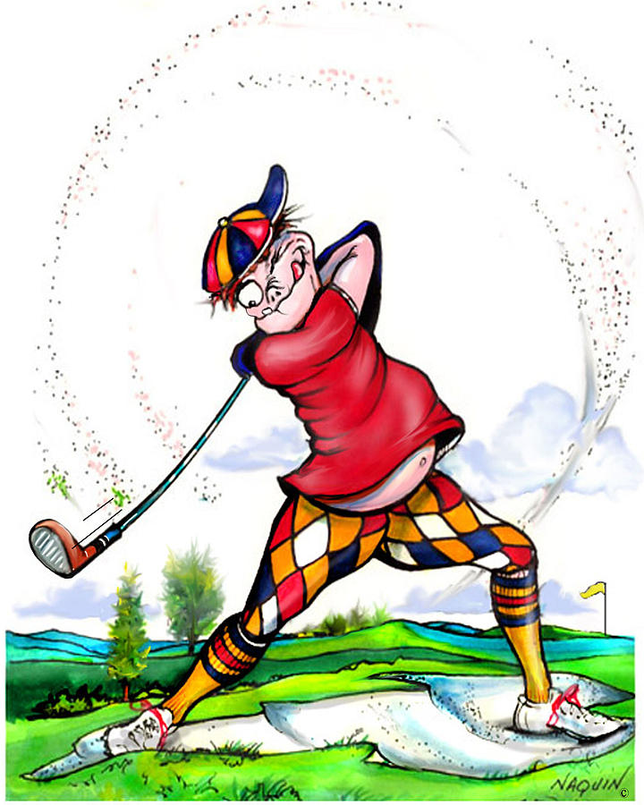 720x900 Golf Swing Blues Drawing