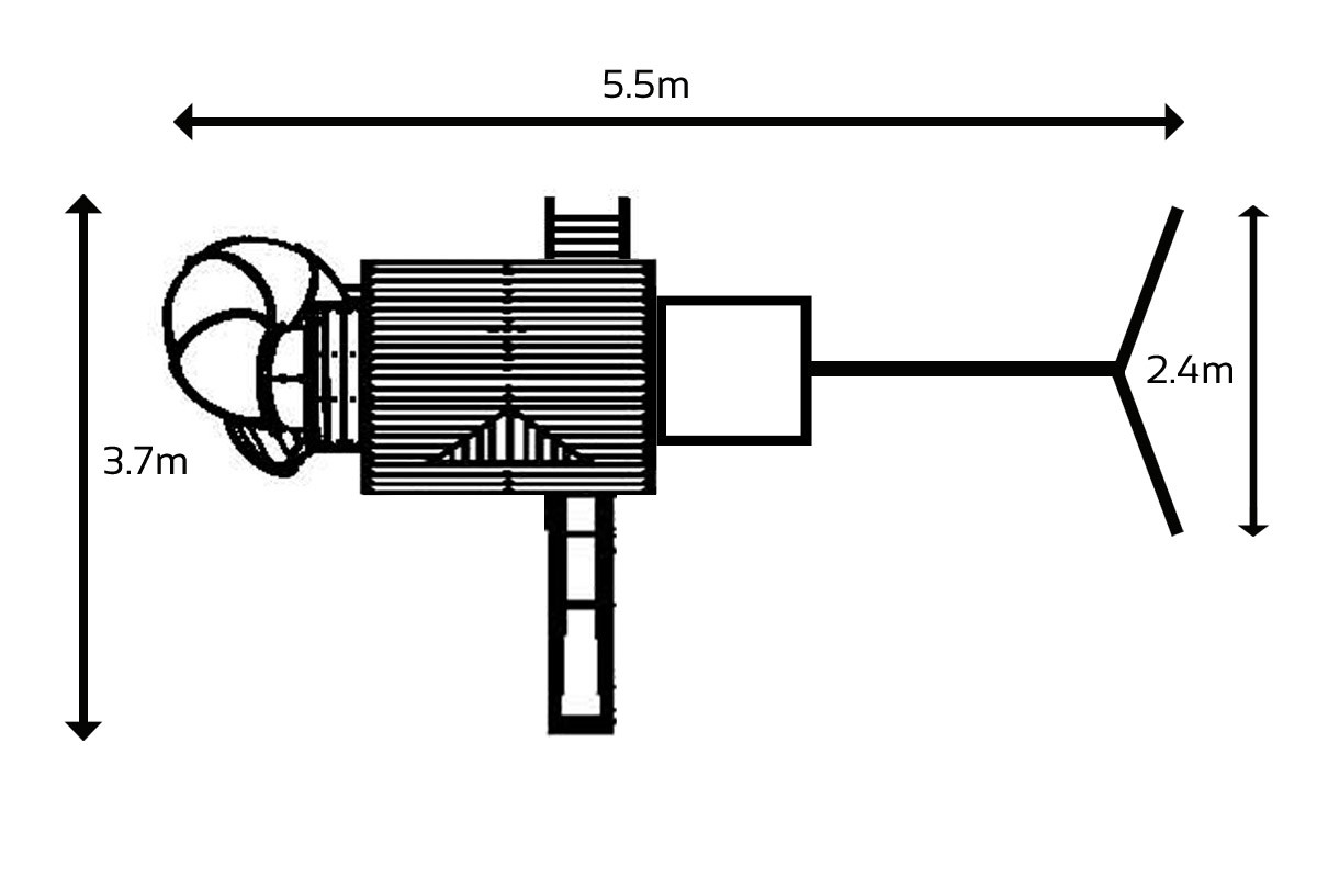 1200x800 skyline swingset with tube and straight slide, crows nest